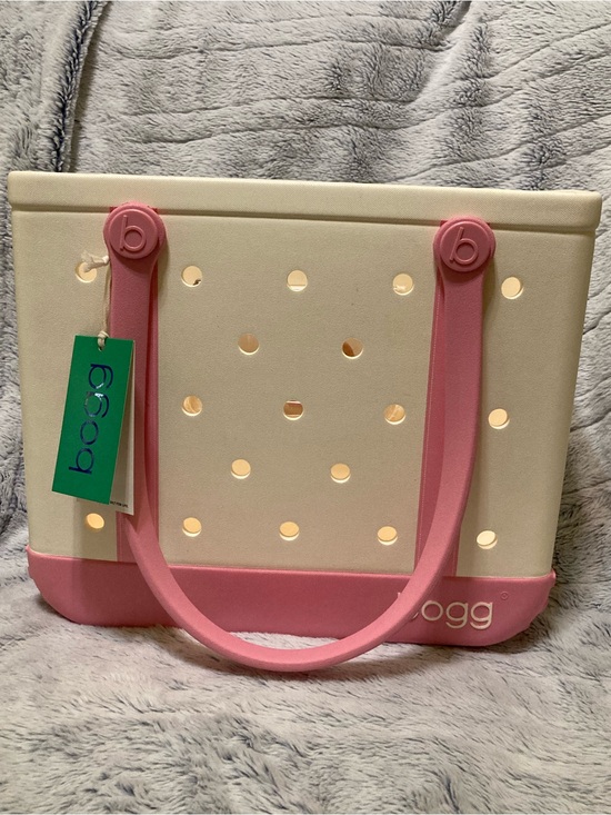 BOGG BAG Handbags - Bogg bag Tote in Cream with Pink Trim - baby bogg bag